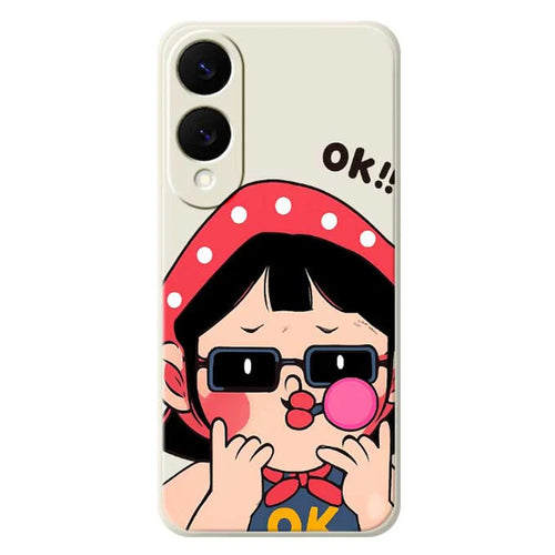 For Samsung Galaxy S25 Edge Case Cute Kid Pattern Printing Straight Edge TPU Phone Back Cover - Beige - 1