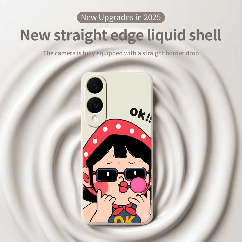 For Samsung Galaxy S25 Edge Case Cute Kid Pattern Printing Straight Edge TPU Phone Back Cover - Beige - 3
