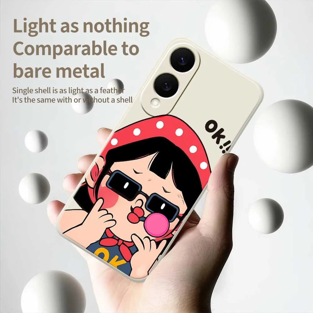 For Samsung Galaxy S25 Edge Case Cute Kid Pattern Printing Straight Edge TPU Phone Back Cover - Beige - 4