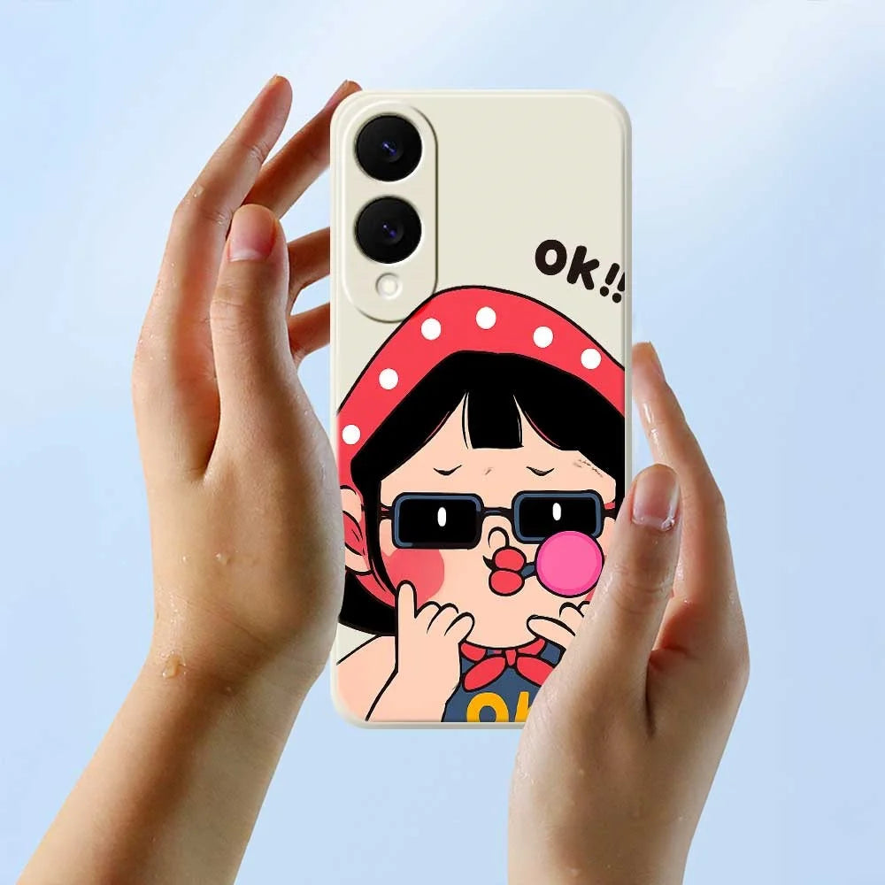 For Samsung Galaxy S25 Edge Case Cute Kid Pattern Printing Straight Edge TPU Phone Back Cover - Beige - 6