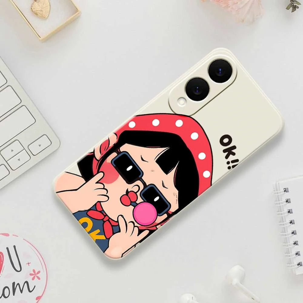 For Samsung Galaxy S25 Edge Case Cute Kid Pattern Printing Straight Edge TPU Phone Back Cover - Beige - 7