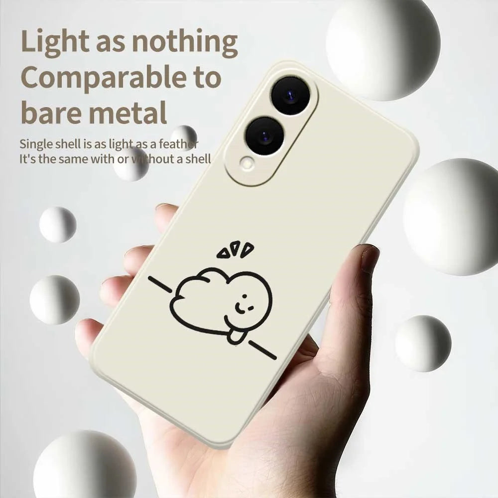 For Samsung Galaxy S25 Edge Case Stick Figure Pattern Printing Straight Edge TPU Phone Back Cover - Beige - 4