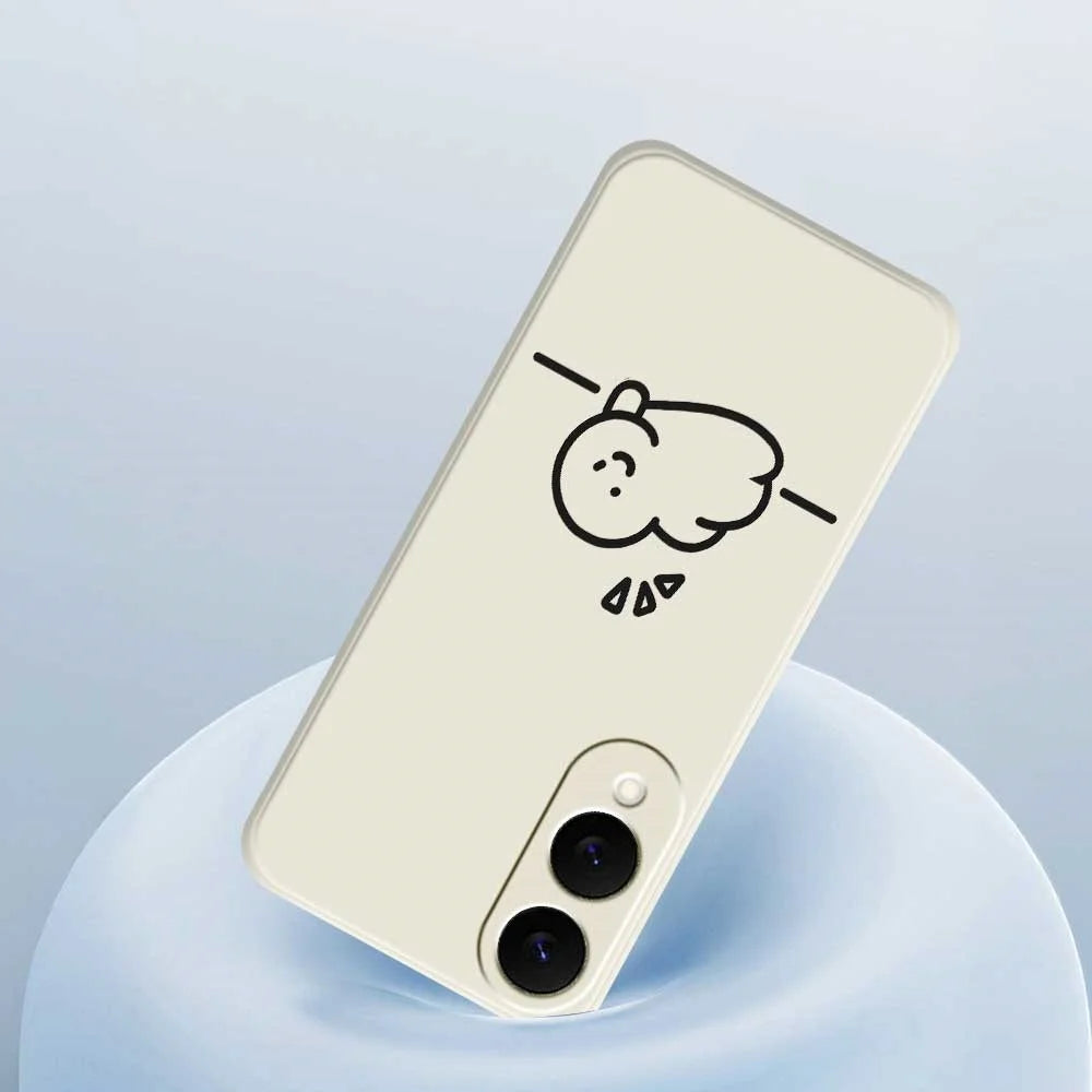 For Samsung Galaxy S25 Edge Case Stick Figure Pattern Printing Straight Edge TPU Phone Back Cover - Beige - 5