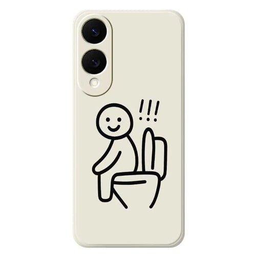 For Samsung Galaxy S25 Edge Case Stickman Toilet Pattern Printing Straight Edge TPU Phone Back Cover - Beige - 1