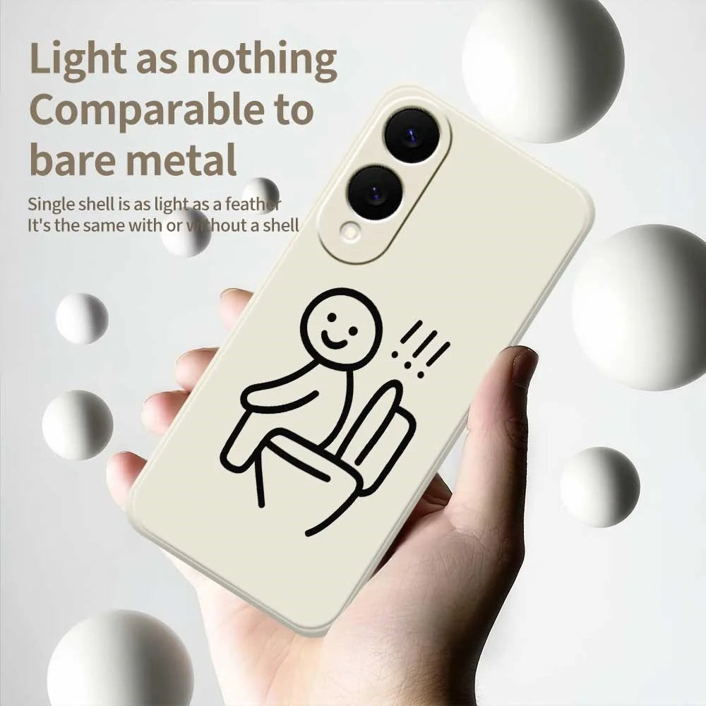 For Samsung Galaxy S25 Edge Case Stickman Toilet Pattern Printing Straight Edge TPU Phone Back Cover - Beige - 4