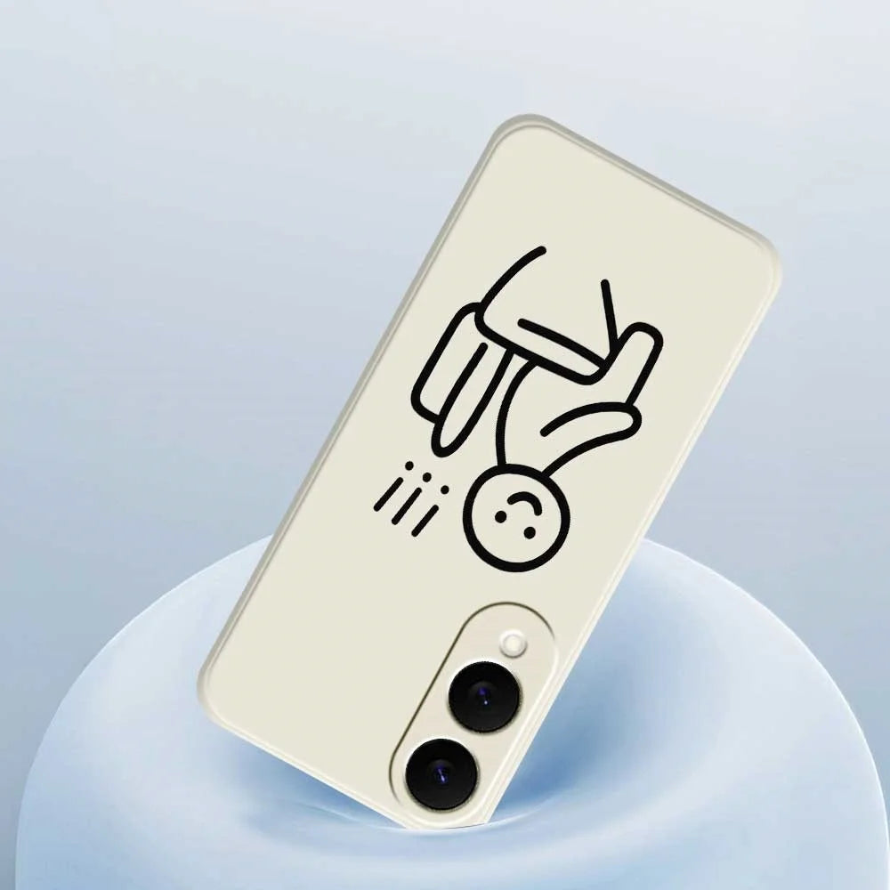 For Samsung Galaxy S25 Edge Case Stickman Toilet Pattern Printing Straight Edge TPU Phone Back Cover - Beige - 5