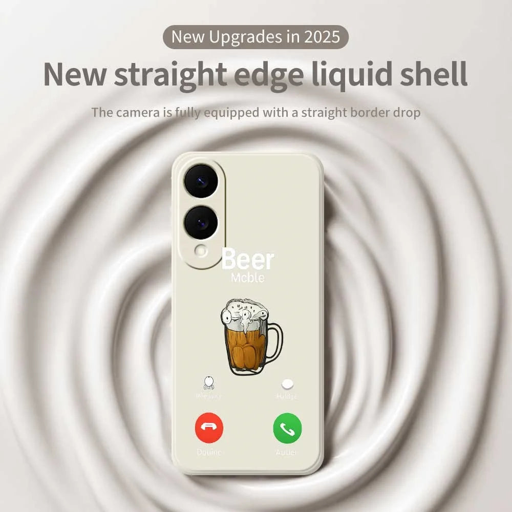 For Samsung Galaxy S25 Edge Case Beer Pattern Printing Straight Edge TPU Phone Back Cover - Beige - 3
