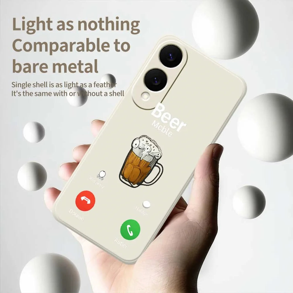 For Samsung Galaxy S25 Edge Case Beer Pattern Printing Straight Edge TPU Phone Back Cover - Beige - 4