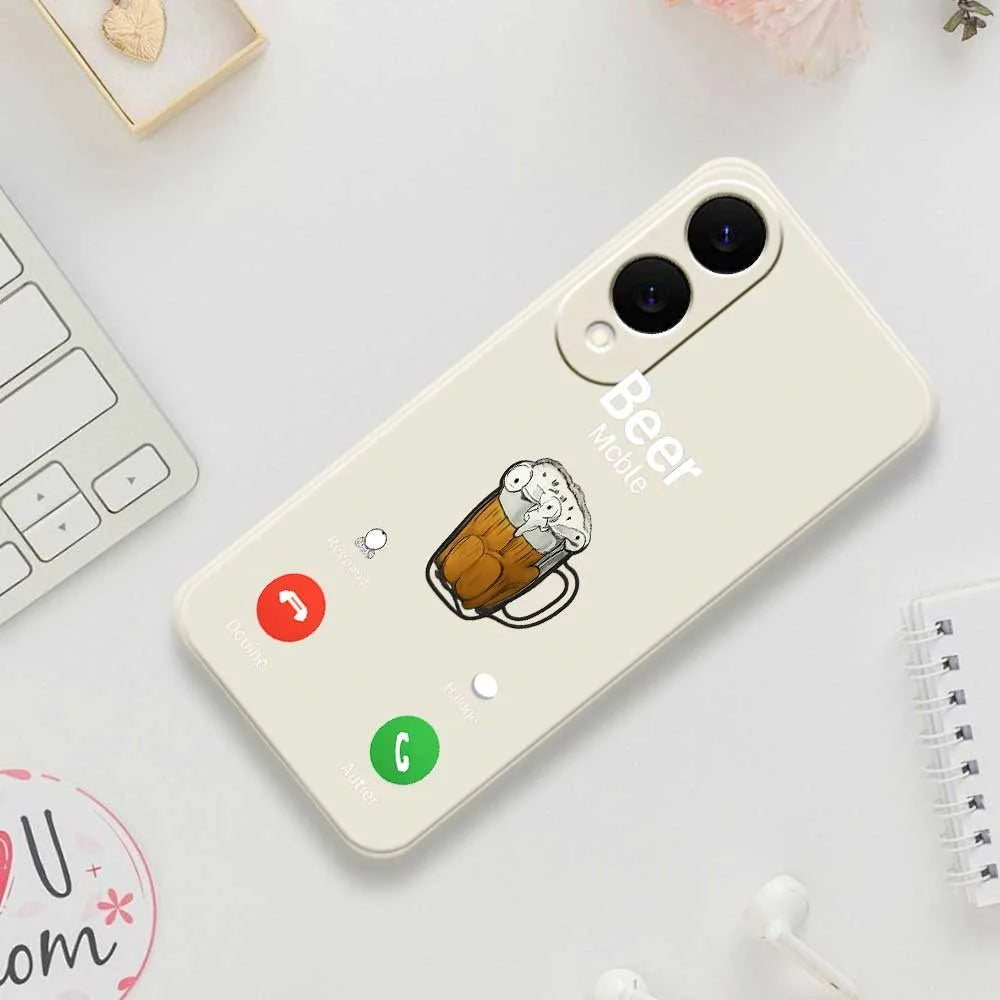 For Samsung Galaxy S25 Edge Case Beer Pattern Printing Straight Edge TPU Phone Back Cover - Beige - 7