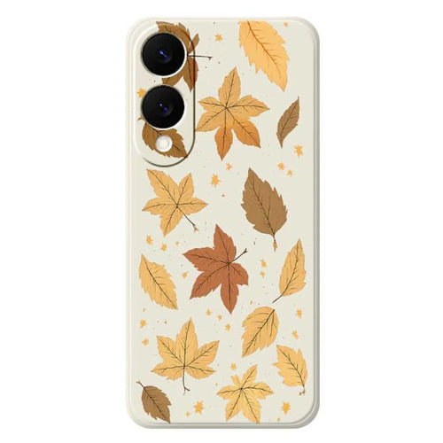 For Samsung Galaxy S25 Edge Case Maple Leaves Pattern Printing Straight Edge TPU Phone Back Cover - Beige - 1