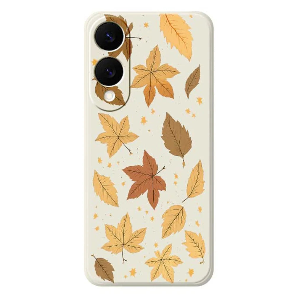 For Samsung Galaxy S25 Edge Case Maple Leaves Pattern Printing Straight Edge TPU Phone Back Cover - Beige - 1