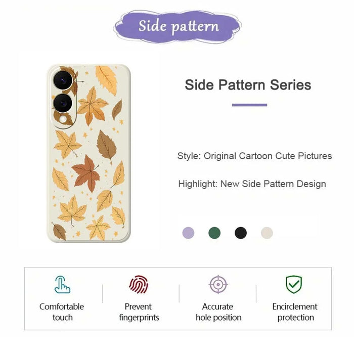 For Samsung Galaxy S25 Edge Case Maple Leaves Pattern Printing Straight Edge TPU Phone Back Cover - Beige - 2