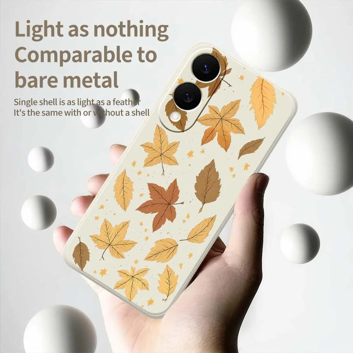 For Samsung Galaxy S25 Edge Case Maple Leaves Pattern Printing Straight Edge TPU Phone Back Cover - Beige - 4