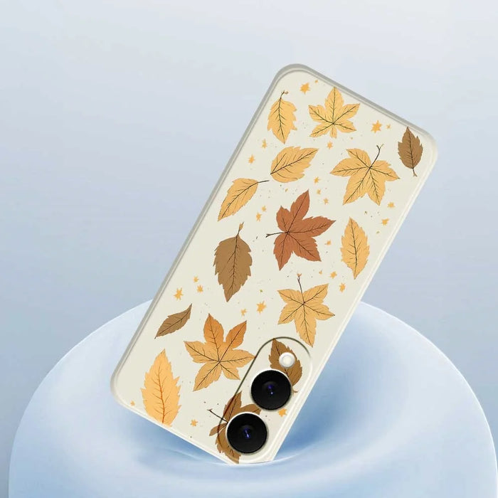 For Samsung Galaxy S25 Edge Case Maple Leaves Pattern Printing Straight Edge TPU Phone Back Cover - Beige - 5