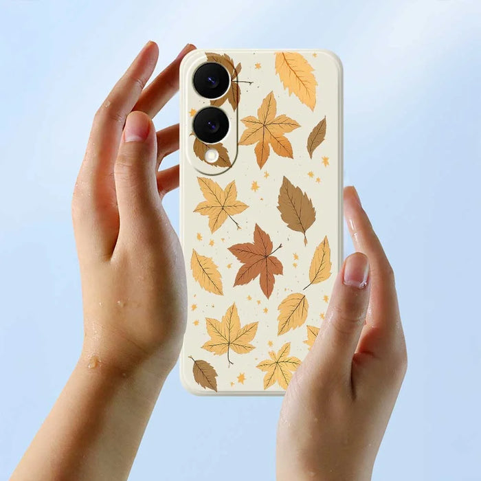 For Samsung Galaxy S25 Edge Case Maple Leaves Pattern Printing Straight Edge TPU Phone Back Cover - Beige - 6