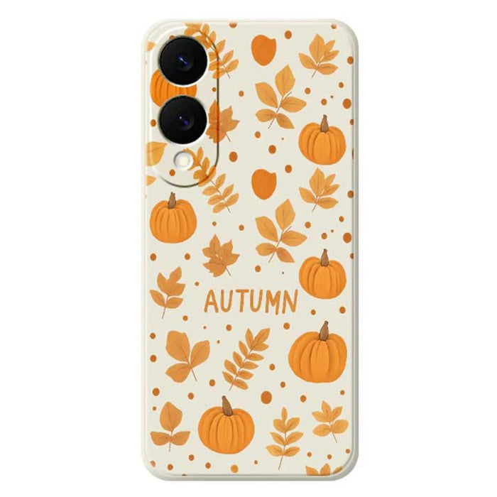 For Samsung Galaxy S25 Edge Case Autumn Theme Pattern Printing Straight Edge TPU Phone Back Cover - Beige - 1