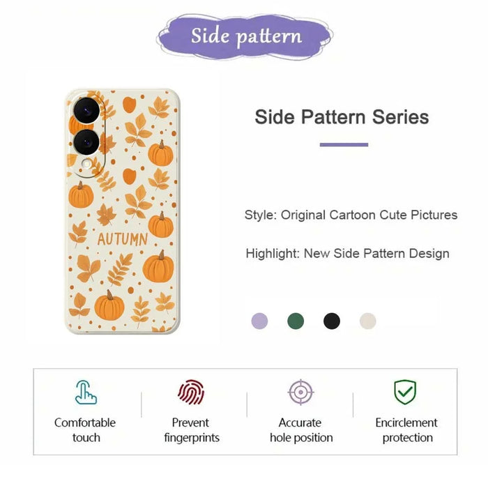 For Samsung Galaxy S25 Edge Case Autumn Theme Pattern Printing Straight Edge TPU Phone Back Cover - Beige - 2