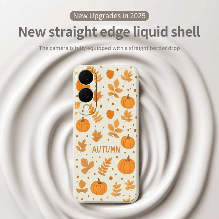 For Samsung Galaxy S25 Edge Case Autumn Theme Pattern Printing Straight Edge TPU Phone Back Cover - Beige - 3