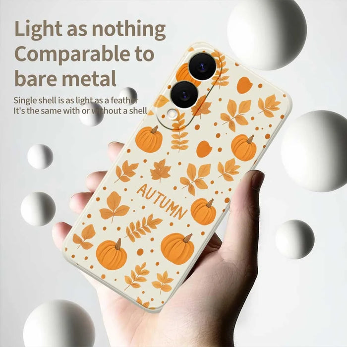 For Samsung Galaxy S25 Edge Case Autumn Theme Pattern Printing Straight Edge TPU Phone Back Cover - Beige - 4