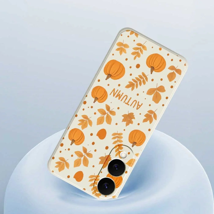 For Samsung Galaxy S25 Edge Case Autumn Theme Pattern Printing Straight Edge TPU Phone Back Cover - Beige - 5