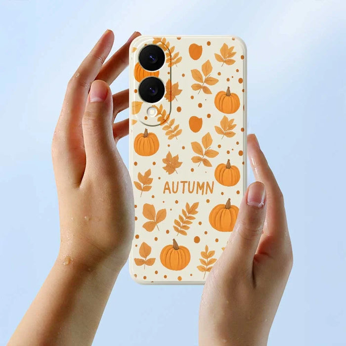 For Samsung Galaxy S25 Edge Case Autumn Theme Pattern Printing Straight Edge TPU Phone Back Cover - Beige - 6