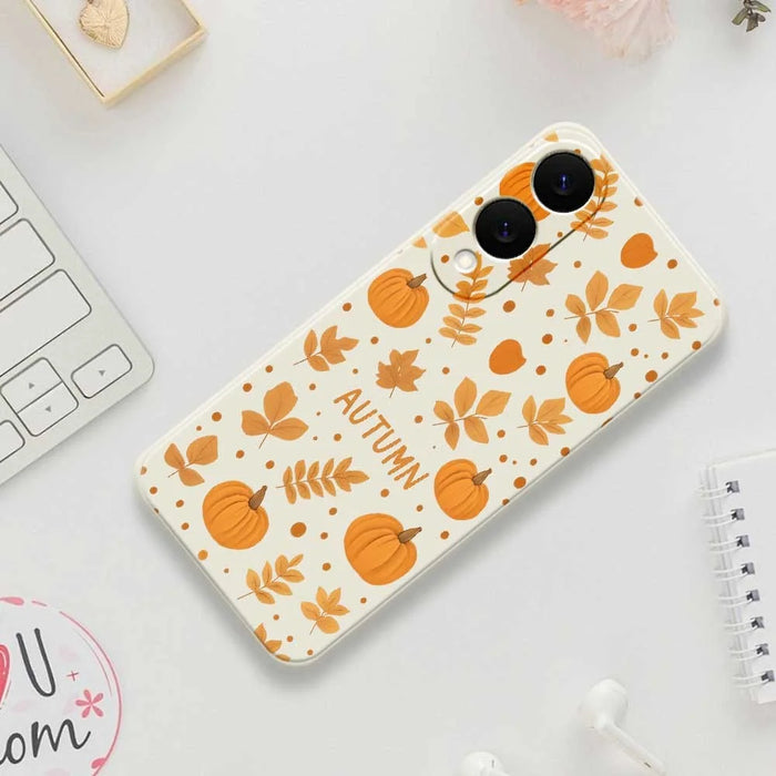 For Samsung Galaxy S25 Edge Case Autumn Theme Pattern Printing Straight Edge TPU Phone Back Cover - Beige - 7