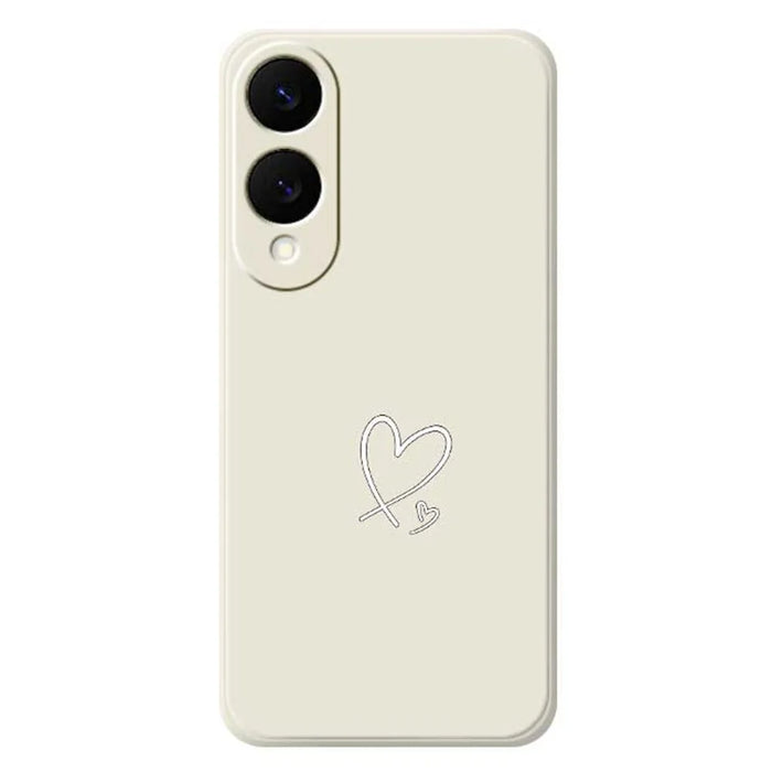 For Samsung Galaxy S25 Edge Case White Love Pattern Printing Straight Edge TPU Phone Back Cover - Beige - 1
