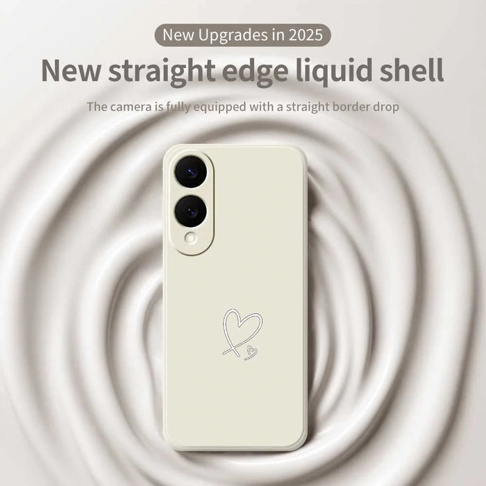 For Samsung Galaxy S25 Edge Case White Love Pattern Printing Straight Edge TPU Phone Back Cover - Beige - 3