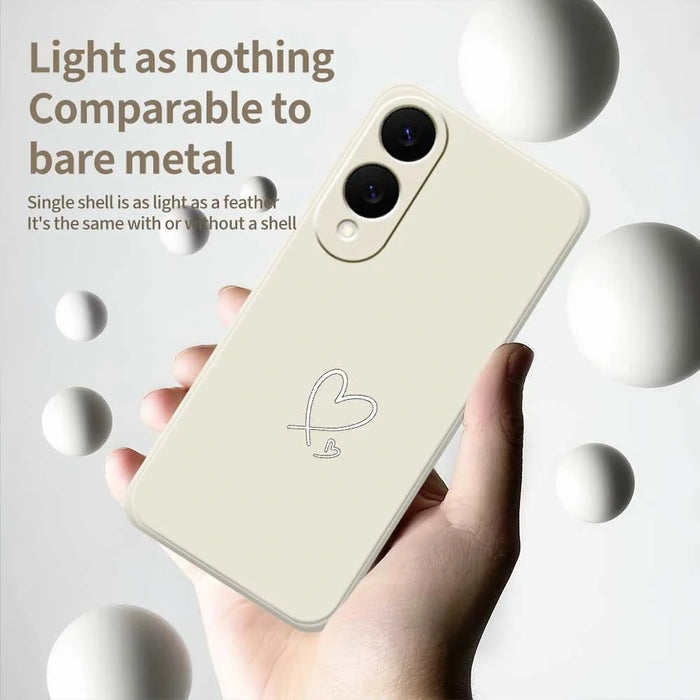 For Samsung Galaxy S25 Edge Case White Love Pattern Printing Straight Edge TPU Phone Back Cover - Beige - 4