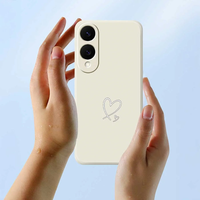 For Samsung Galaxy S25 Edge Case White Love Pattern Printing Straight Edge TPU Phone Back Cover - Beige - 6
