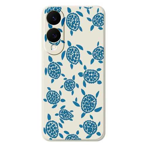 For Samsung Galaxy S25 Edge Case Blue Turtle Pattern Printing Straight Edge TPU Phone Back Cover - Beige - 1