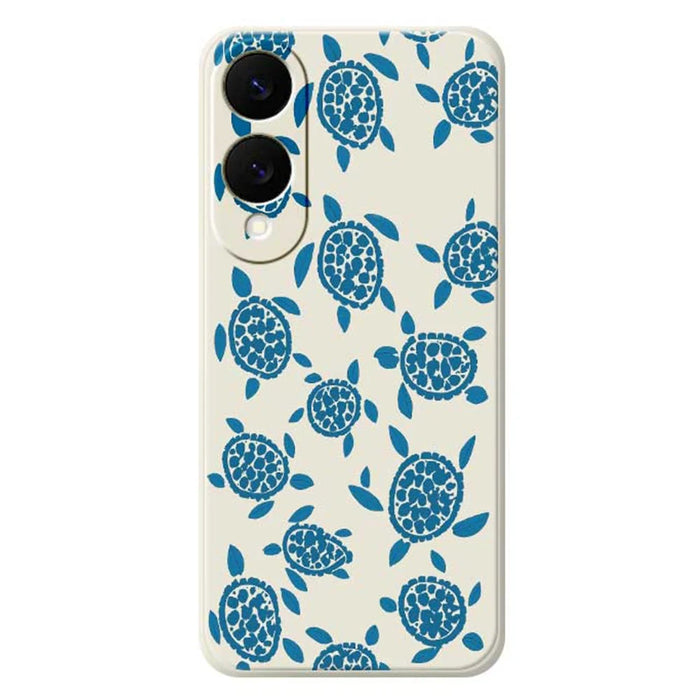 For Samsung Galaxy S25 Edge Case Blue Turtle Pattern Printing Straight Edge TPU Phone Back Cover - Beige - 1