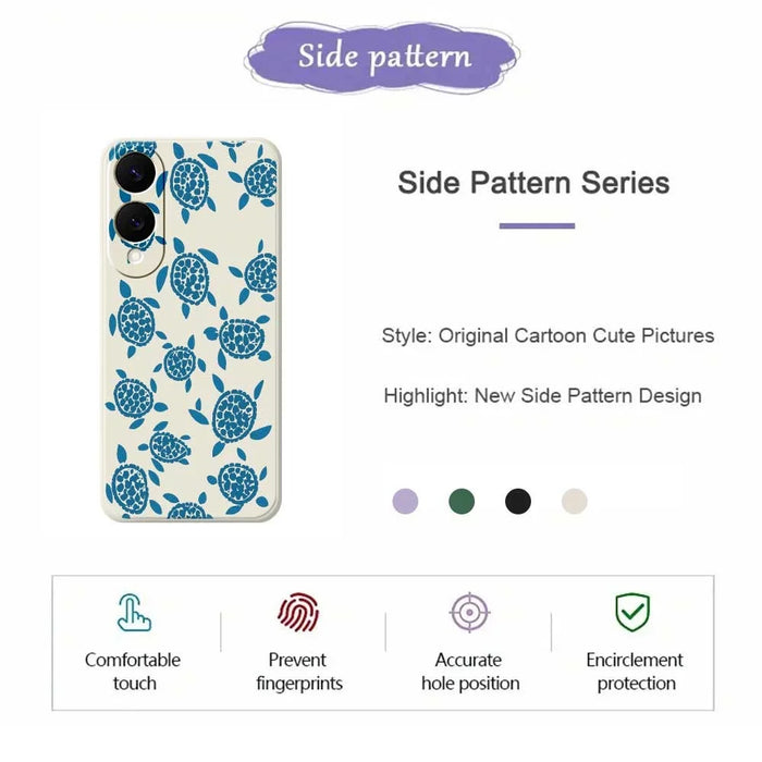 For Samsung Galaxy S25 Edge Case Blue Turtle Pattern Printing Straight Edge TPU Phone Back Cover - Beige - 2