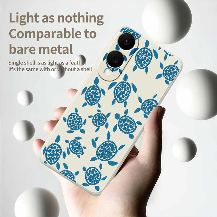 For Samsung Galaxy S25 Edge Case Blue Turtle Pattern Printing Straight Edge TPU Phone Back Cover - Beige - 4