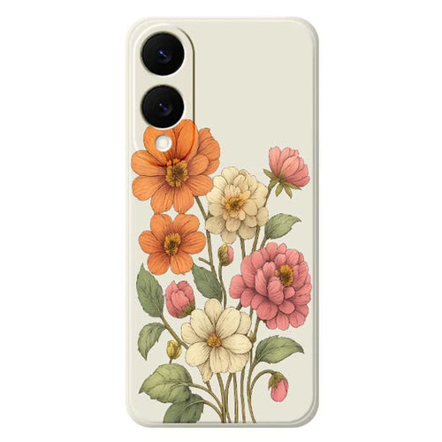 For Samsung Galaxy S25 Edge Case Beautiful Flowers Pattern Printing Straight Edge TPU Phone Back Cover - Beige - 1