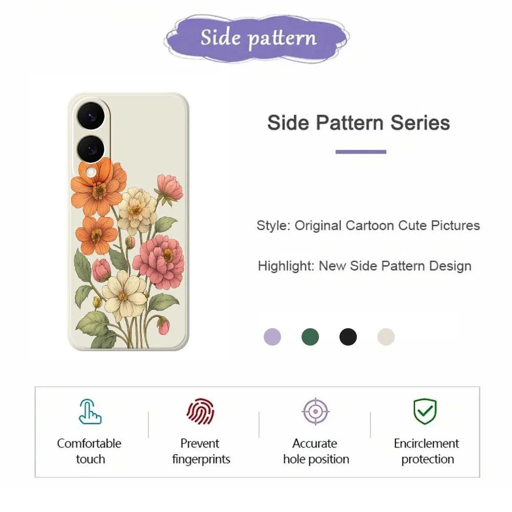 For Samsung Galaxy S25 Edge Case Beautiful Flowers Pattern Printing Straight Edge TPU Phone Back Cover - Beige - 2