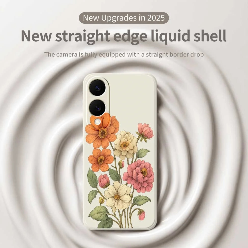 For Samsung Galaxy S25 Edge Case Beautiful Flowers Pattern Printing Straight Edge TPU Phone Back Cover - Beige - 3