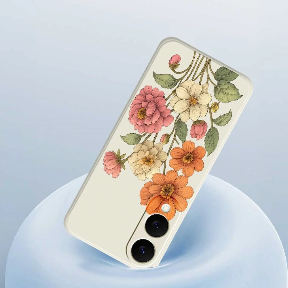 For Samsung Galaxy S25 Edge Case Beautiful Flowers Pattern Printing Straight Edge TPU Phone Back Cover - Beige - 5
