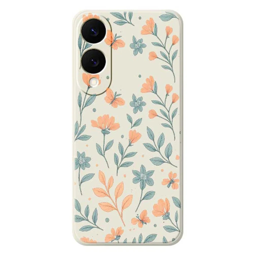 For Samsung Galaxy S25 Edge Case Yellow Flowers Pattern Printing Straight Edge TPU Phone Back Cover - Beige - 1