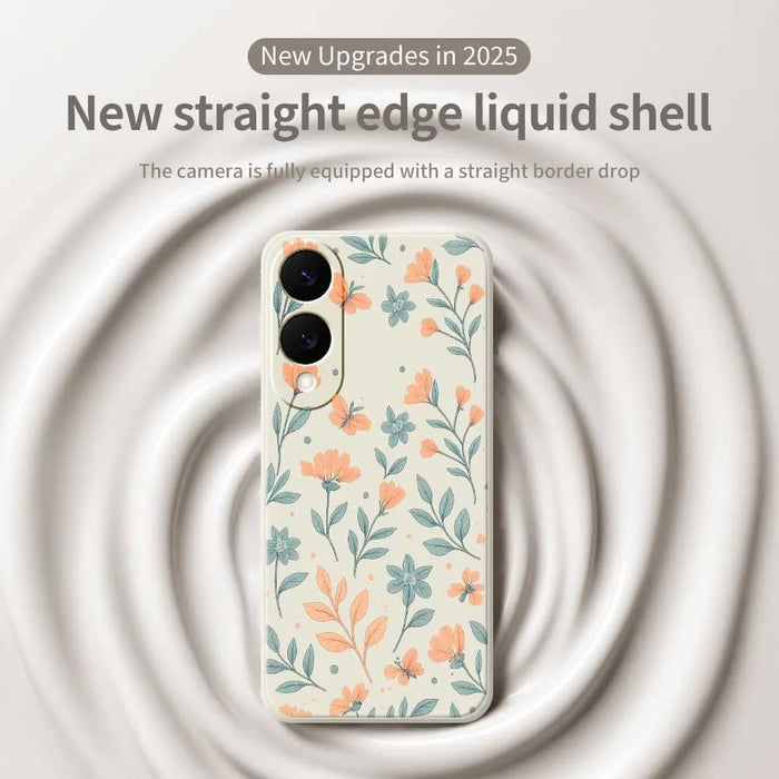 For Samsung Galaxy S25 Edge Case Yellow Flowers Pattern Printing Straight Edge TPU Phone Back Cover - Beige - 3