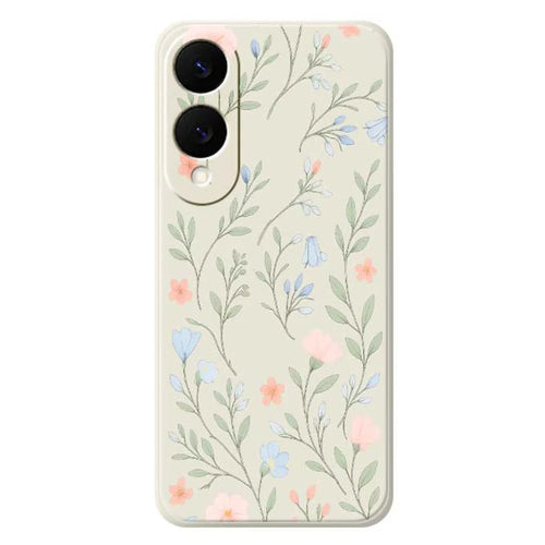 For Samsung Galaxy S25 Edge Case Pink Blue Flowers Pattern Printing Straight Edge TPU Phone Back Cover - Beige - 1