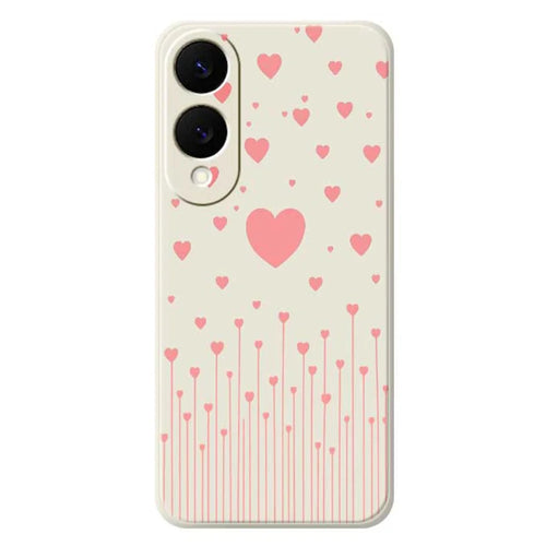 For Samsung Galaxy S25 Edge Case Pink Love Pattern Printing Straight Edge TPU Phone Back Cover - Beige - 1