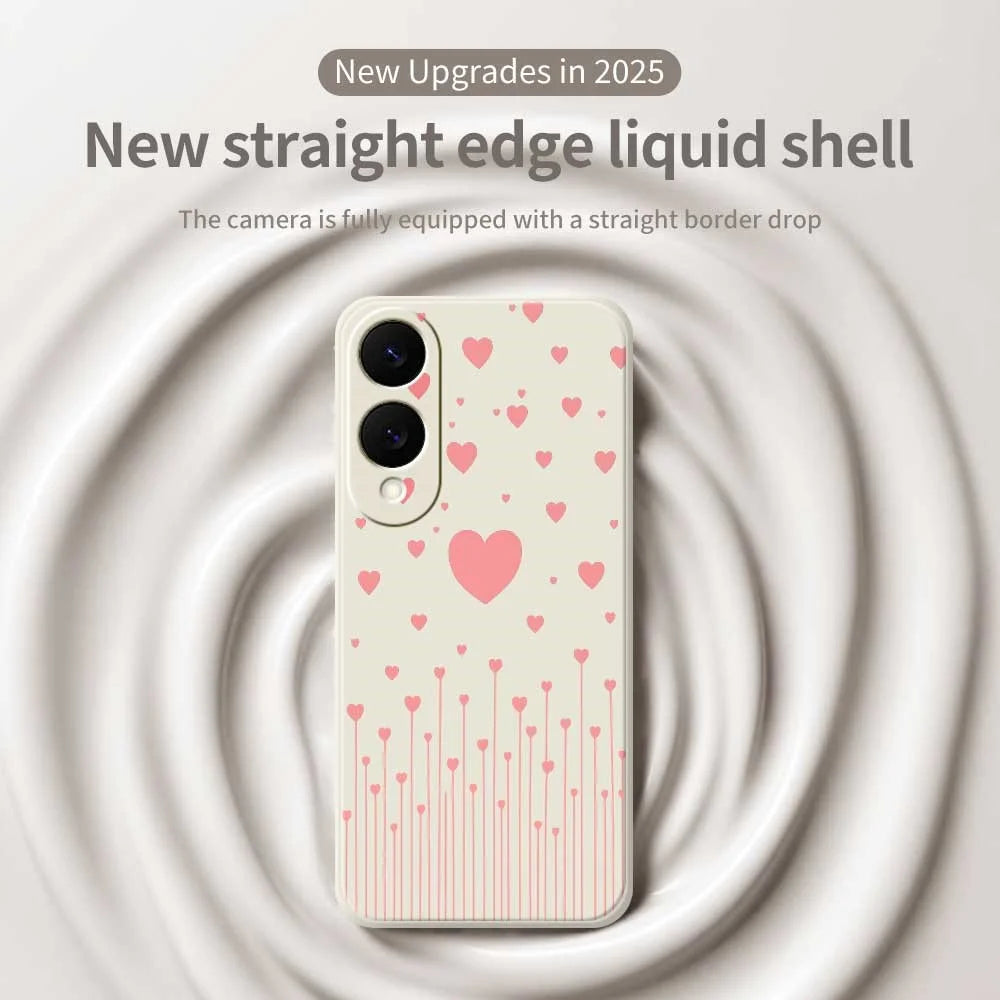For Samsung Galaxy S25 Edge Case Pink Love Pattern Printing Straight Edge TPU Phone Back Cover - Beige - 3