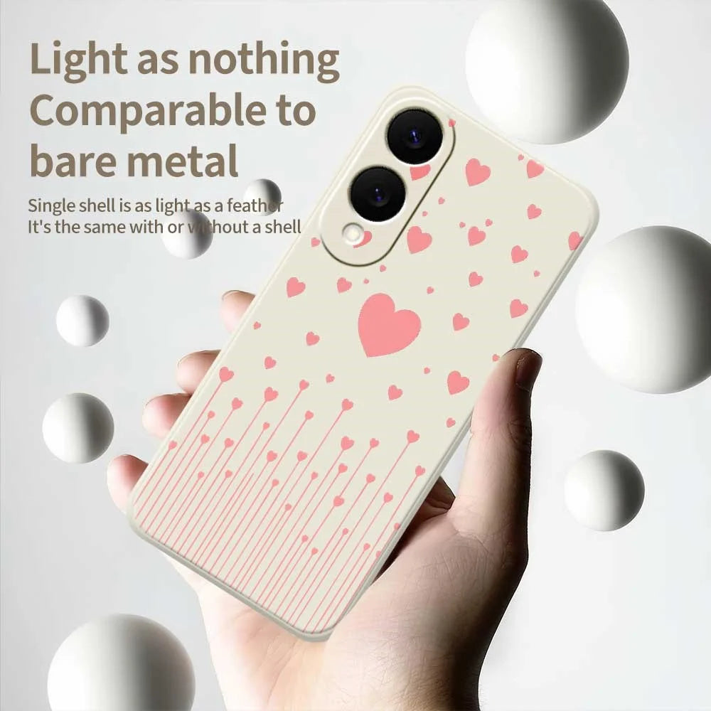 For Samsung Galaxy S25 Edge Case Pink Love Pattern Printing Straight Edge TPU Phone Back Cover - Beige - 4
