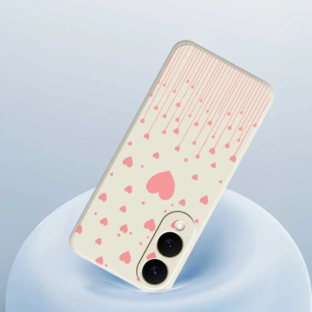 For Samsung Galaxy S25 Edge Case Pink Love Pattern Printing Straight Edge TPU Phone Back Cover - Beige - 5