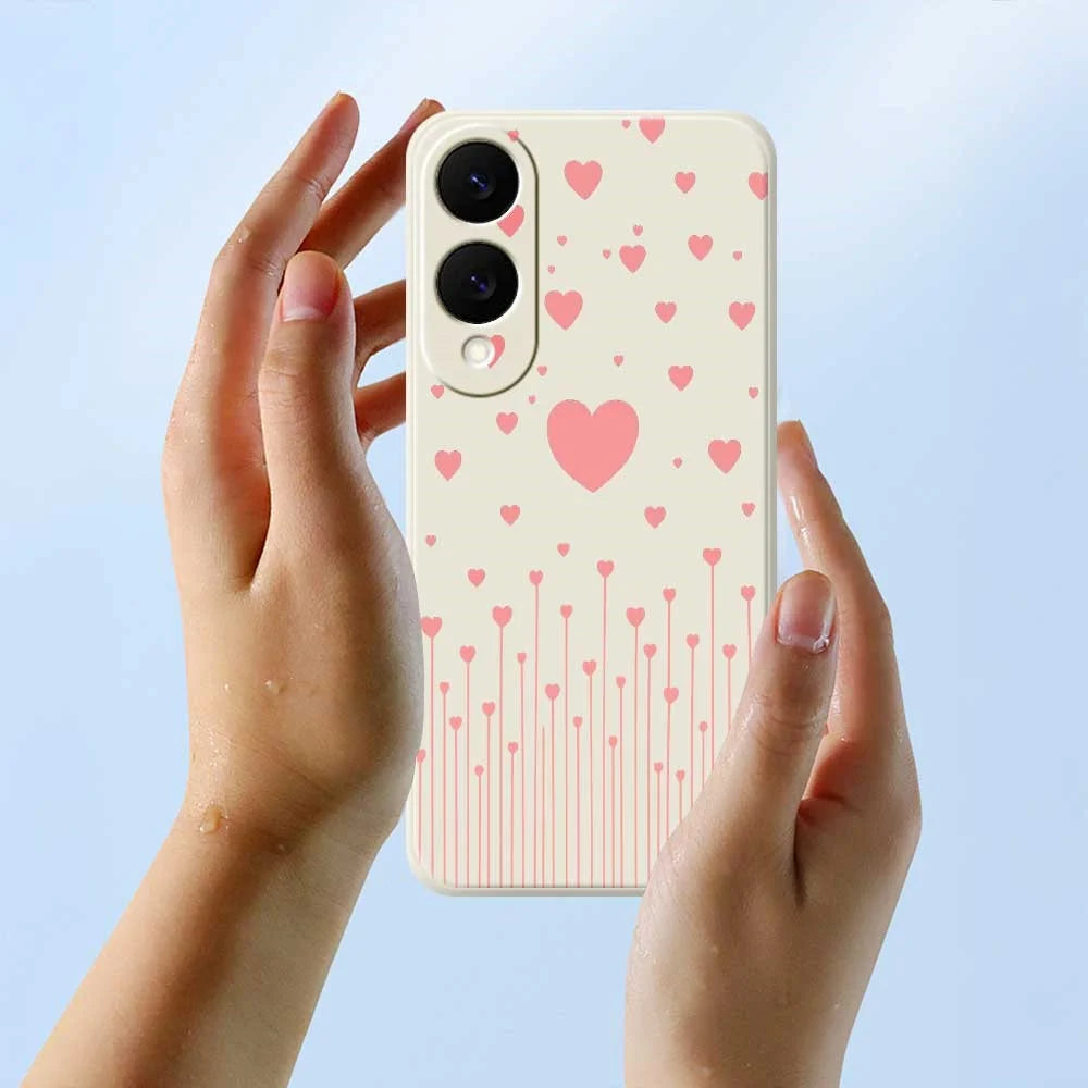 For Samsung Galaxy S25 Edge Case Pink Love Pattern Printing Straight Edge TPU Phone Back Cover - Beige - 6