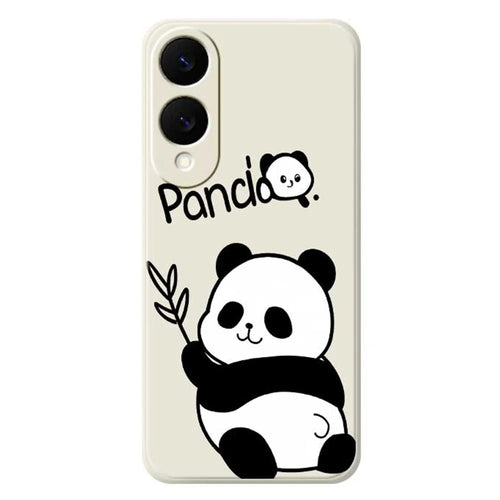 For Samsung Galaxy S25 Edge Case Panda Pattern Printing Straight Edge TPU Phone Back Cover - Beige - 1