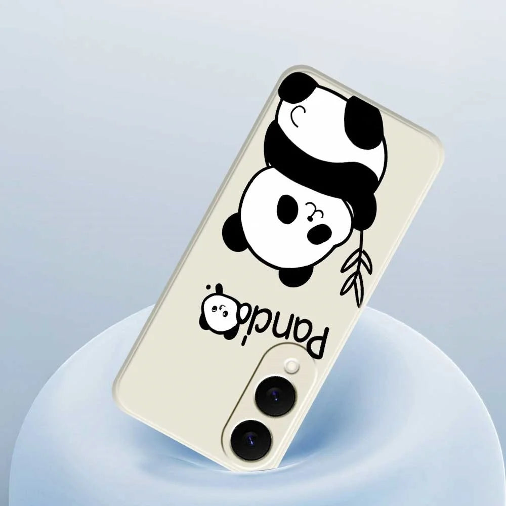 For Samsung Galaxy S25 Edge Case Panda Pattern Printing Straight Edge TPU Phone Back Cover - Beige - 5