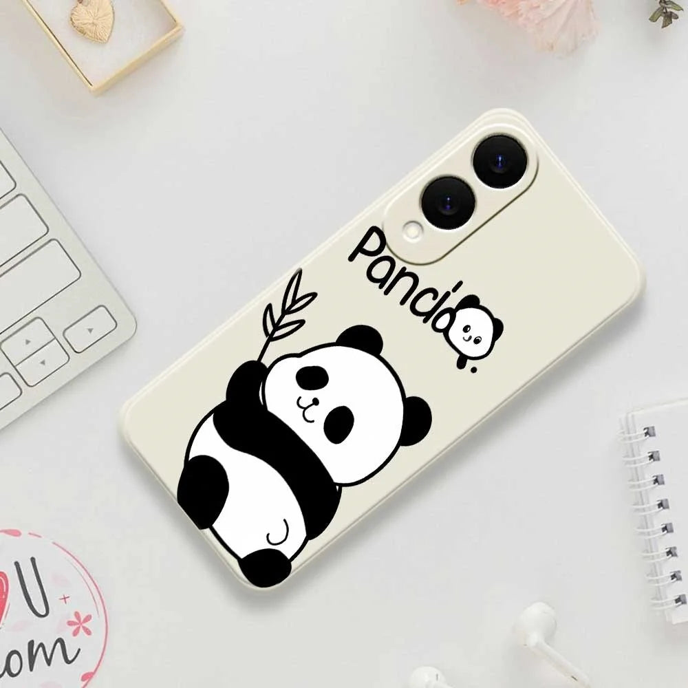 For Samsung Galaxy S25 Edge Case Panda Pattern Printing Straight Edge TPU Phone Back Cover - Beige - 7