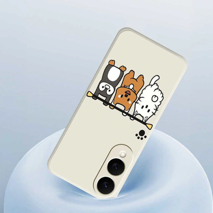 For Samsung Galaxy S25 Edge Case Three Animal Dolls Pattern Printing Straight Edge TPU Phone Back Cover - Beige - 5